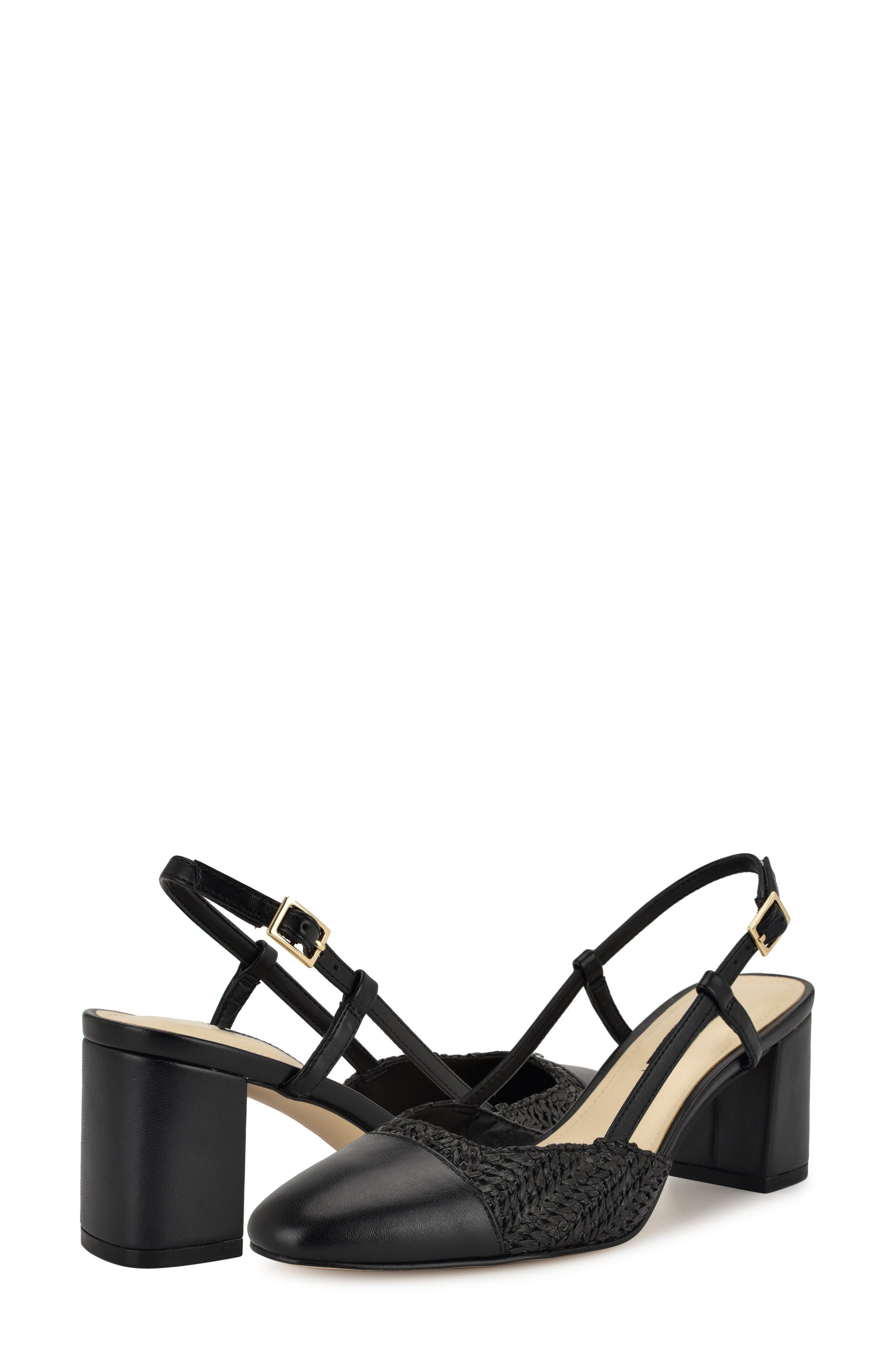 Nine West Unda Slingback Cap Toe Pump, Alternate, color, Black