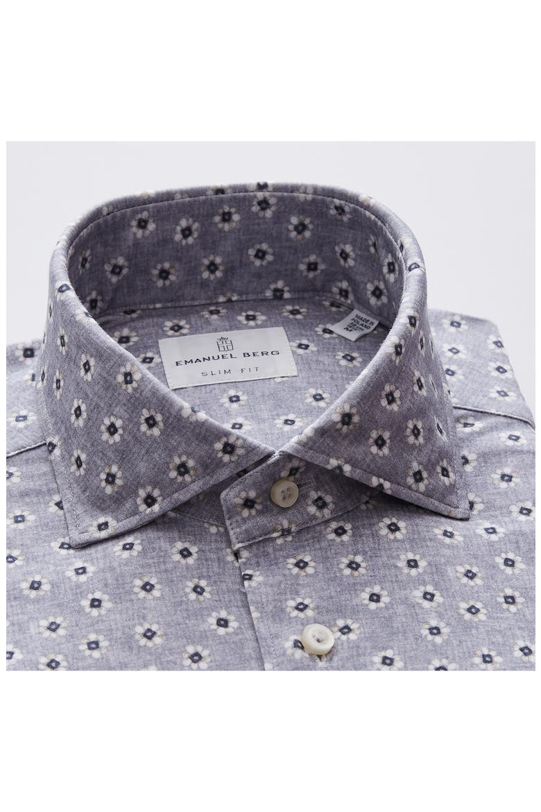 4Flex Modern Fit Floral Knit Button-Up Shirt, Alternate, color, MEDIUM GREY