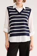 Adrianna Papell V-Neck Twofer Sweater