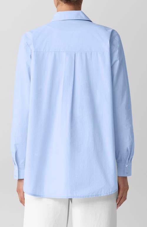 Eileen Fisher Stripe Organic Cotton Button-up Shirt In Blue