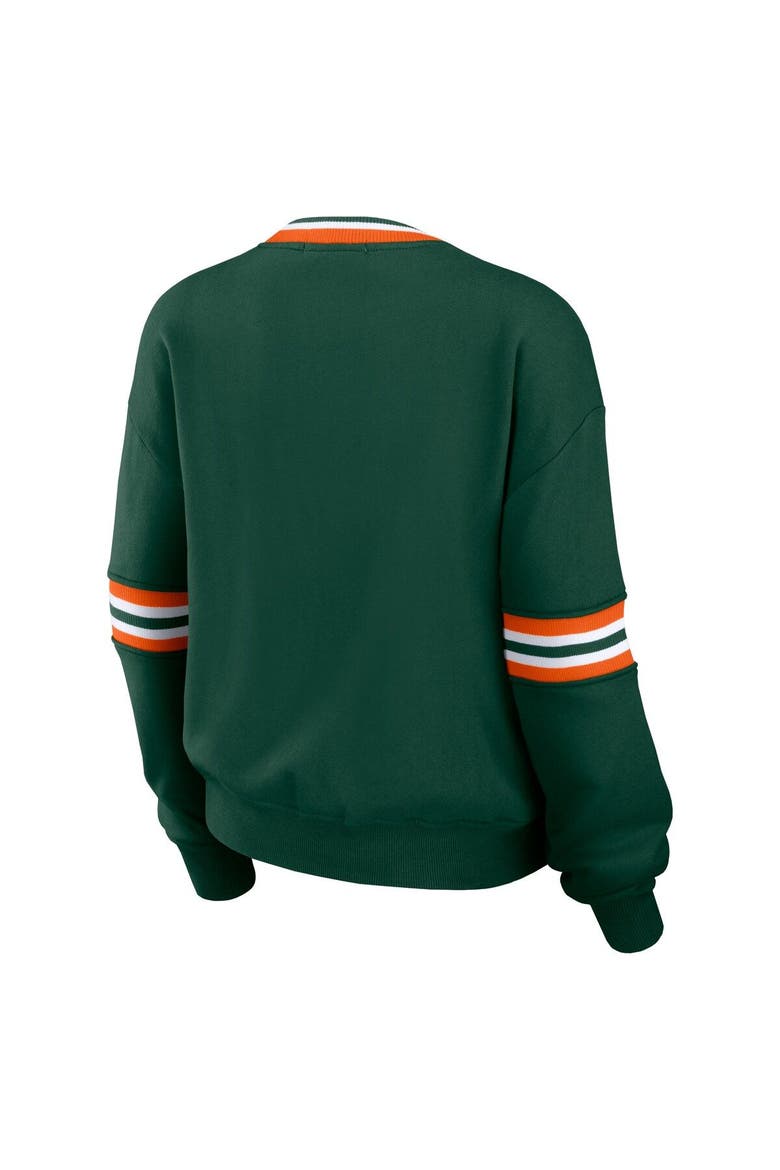 Women's WEAR by Erin Andrews Green Miami Hurricanes Vintage Pullover Sweatshirt, Alternate, color, Green