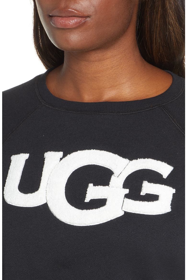 Fuzzy Logo Sweatshirt, Alternate, color, BLACK