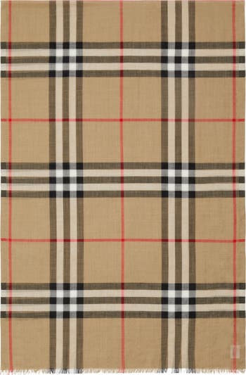 Giant Check Print Wool & Silk Scarf