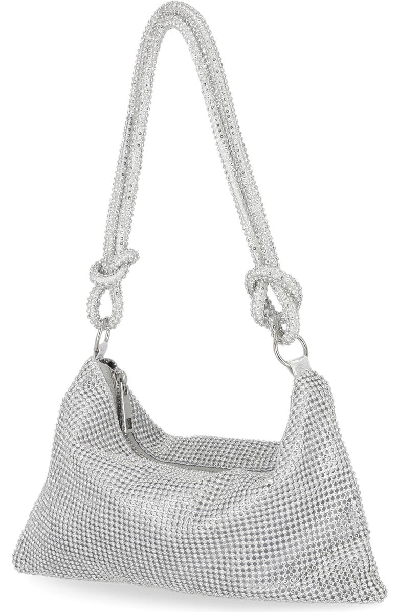 Jessica McClintock Dolly Crystal Mesh Shoulder Bag, Main, color, 42N-Silver