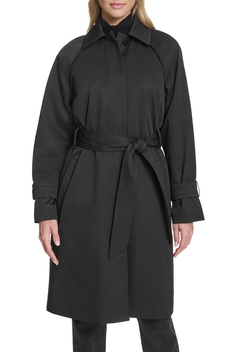 Water Resistant Twill Coat, Main, color, BLACK