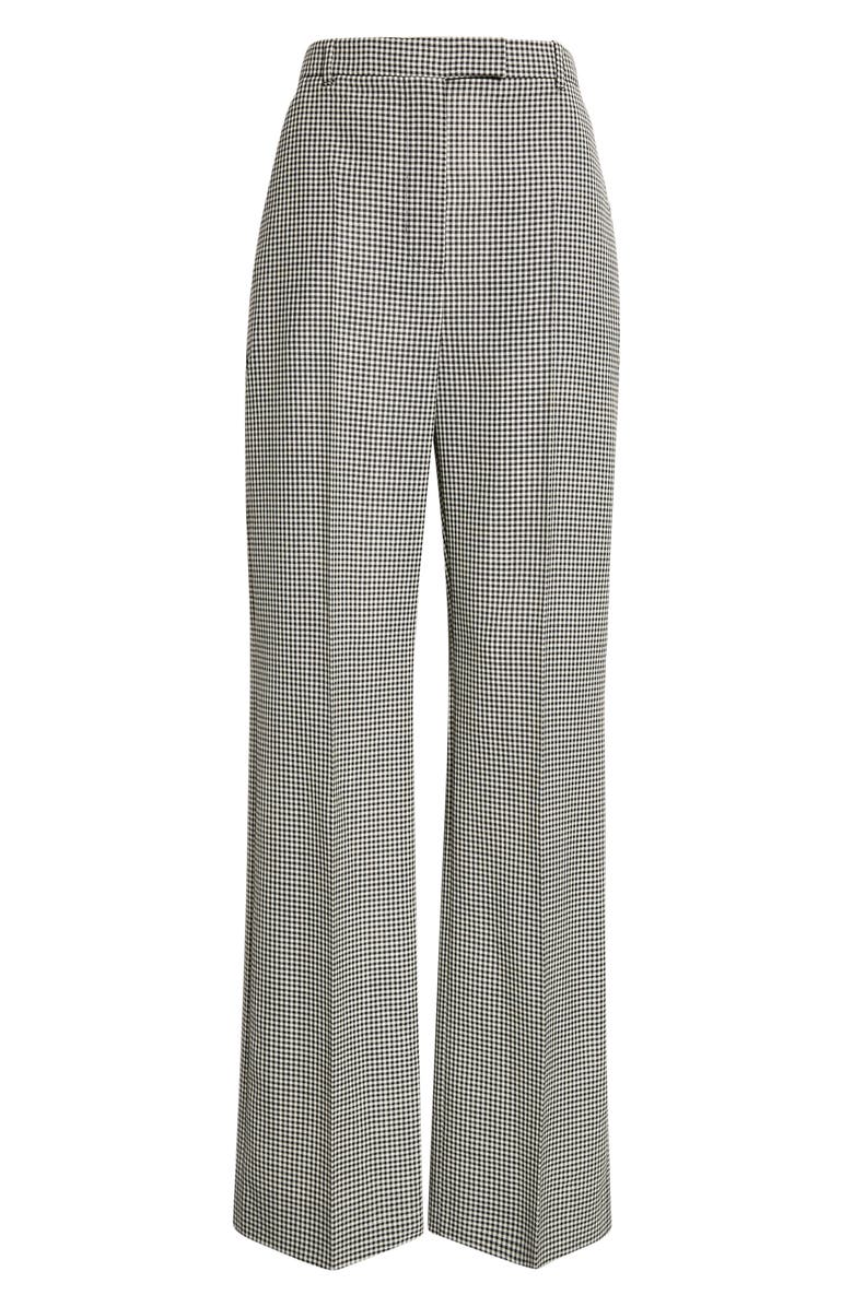 McQueen High Waist Plaid Wool Straight Leg Pants, Main, color, Black/Ivory