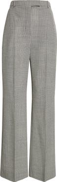 McQueen High Waist Plaid Wool Straight Leg Pants