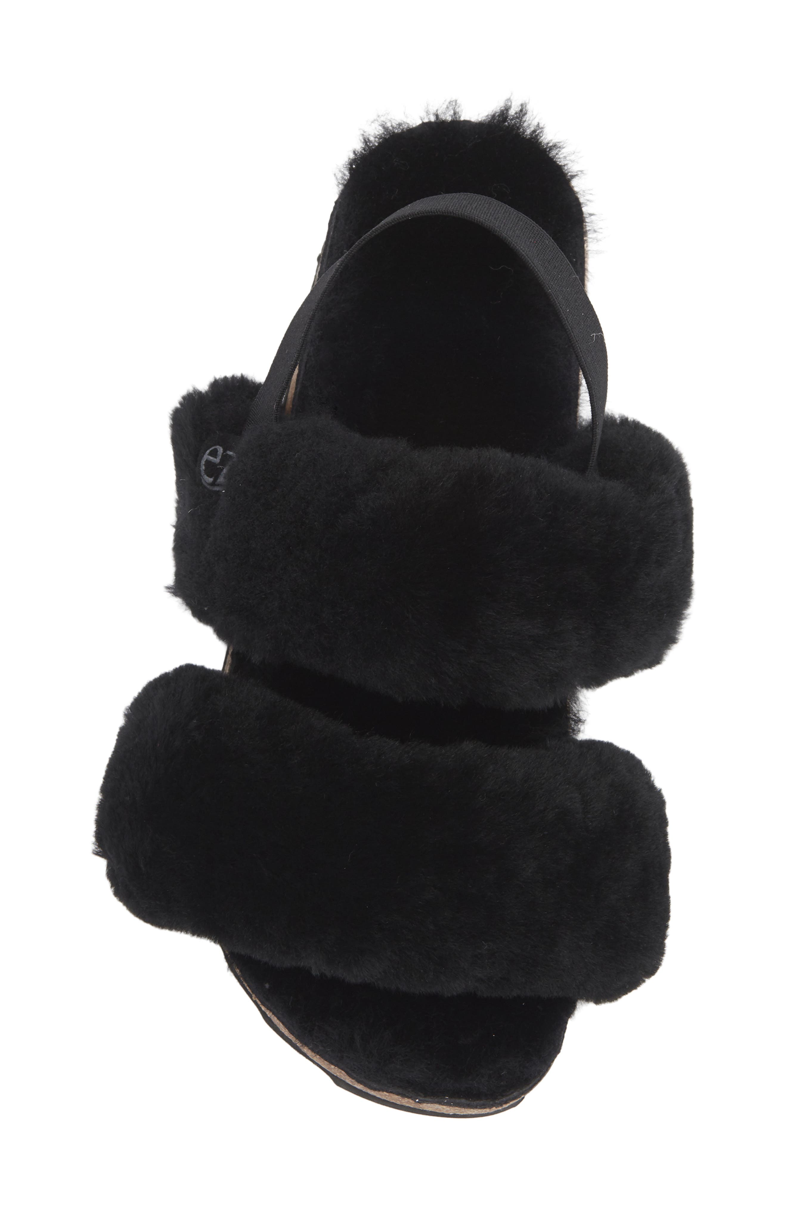 EZ Feet Genuine Shearing Two-Band Sandal, Alternate, color, Black