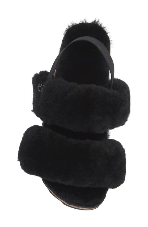 Ez Feet Genuine Shearing Two-band Sandal In Black