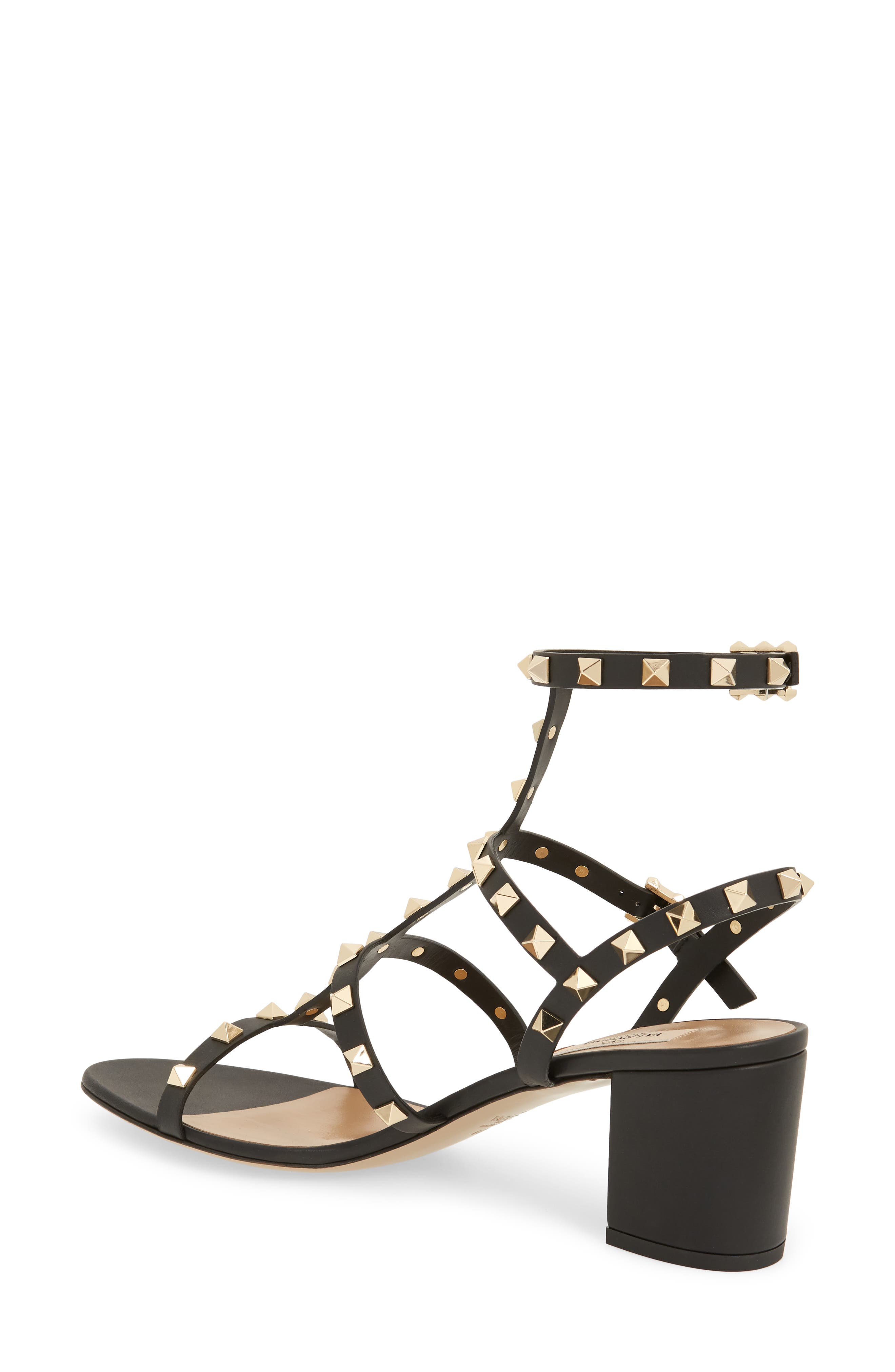 Valentino Garavani Rockstud Block Heel Sandal, Alternate, color, Nero