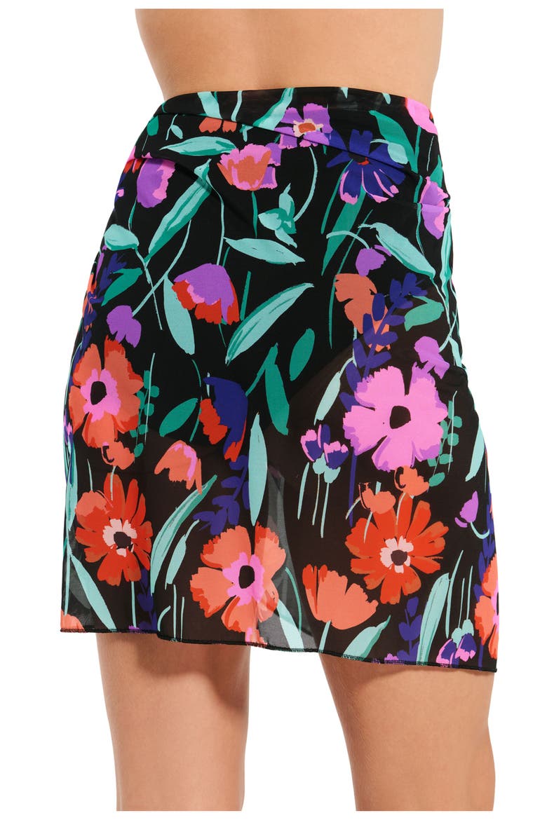 Mesh Sarong Wrap Skirt, Alternate, color, Black-Multi