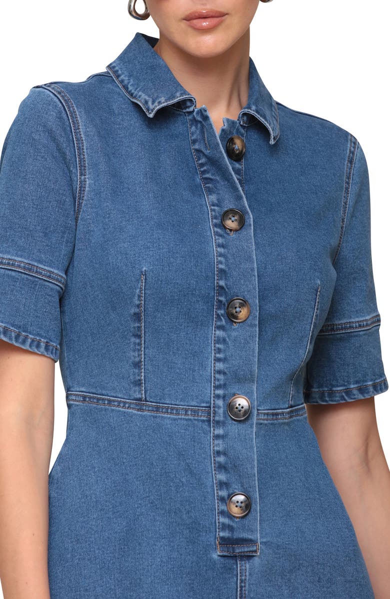 Avec Les Filles Denim Midi Shirtdress, Alternate, color, 