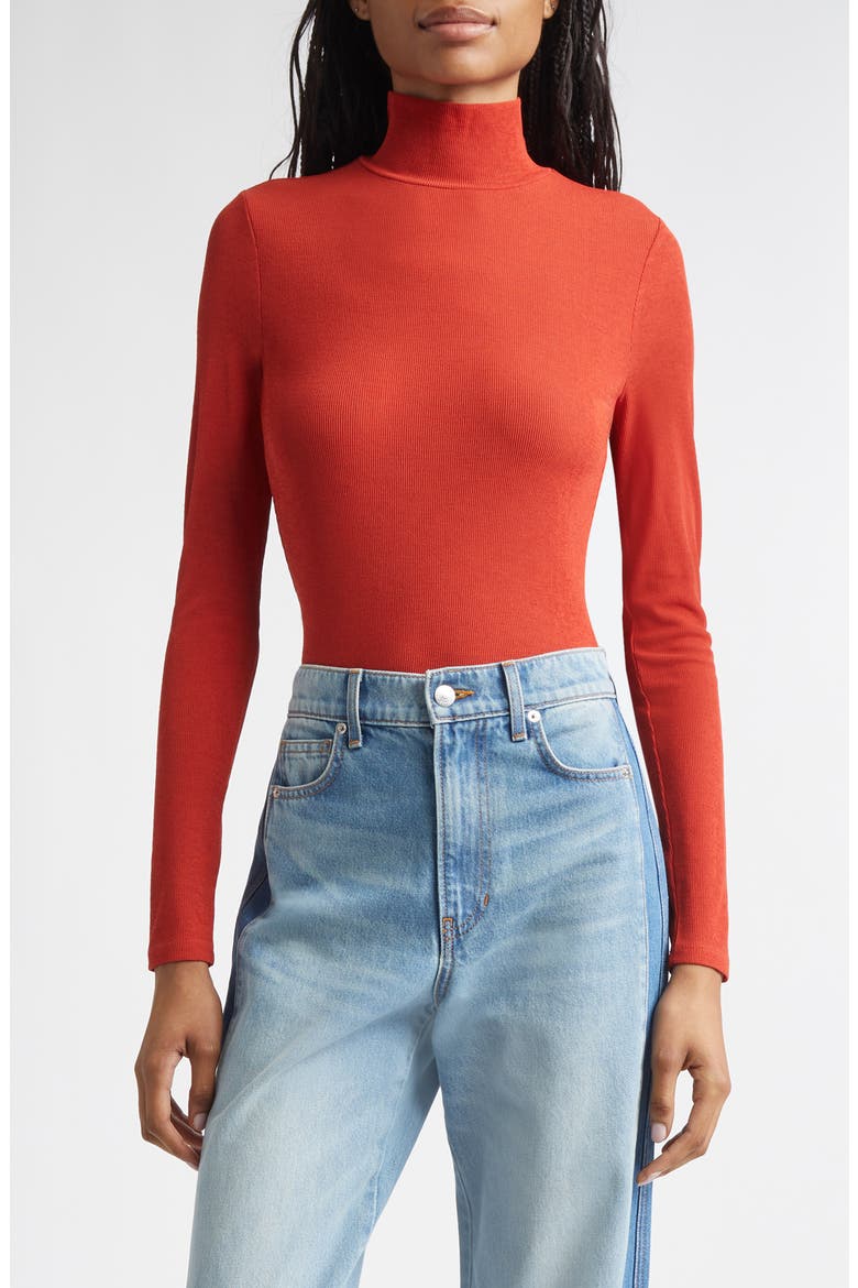 Wyeth Rib Mock Neck Top, Main, color, CARNELIAN RED