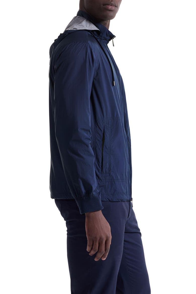 Water Repellent Windbreaker with Removable Drawstring Hood, Alternate, color, NAVY