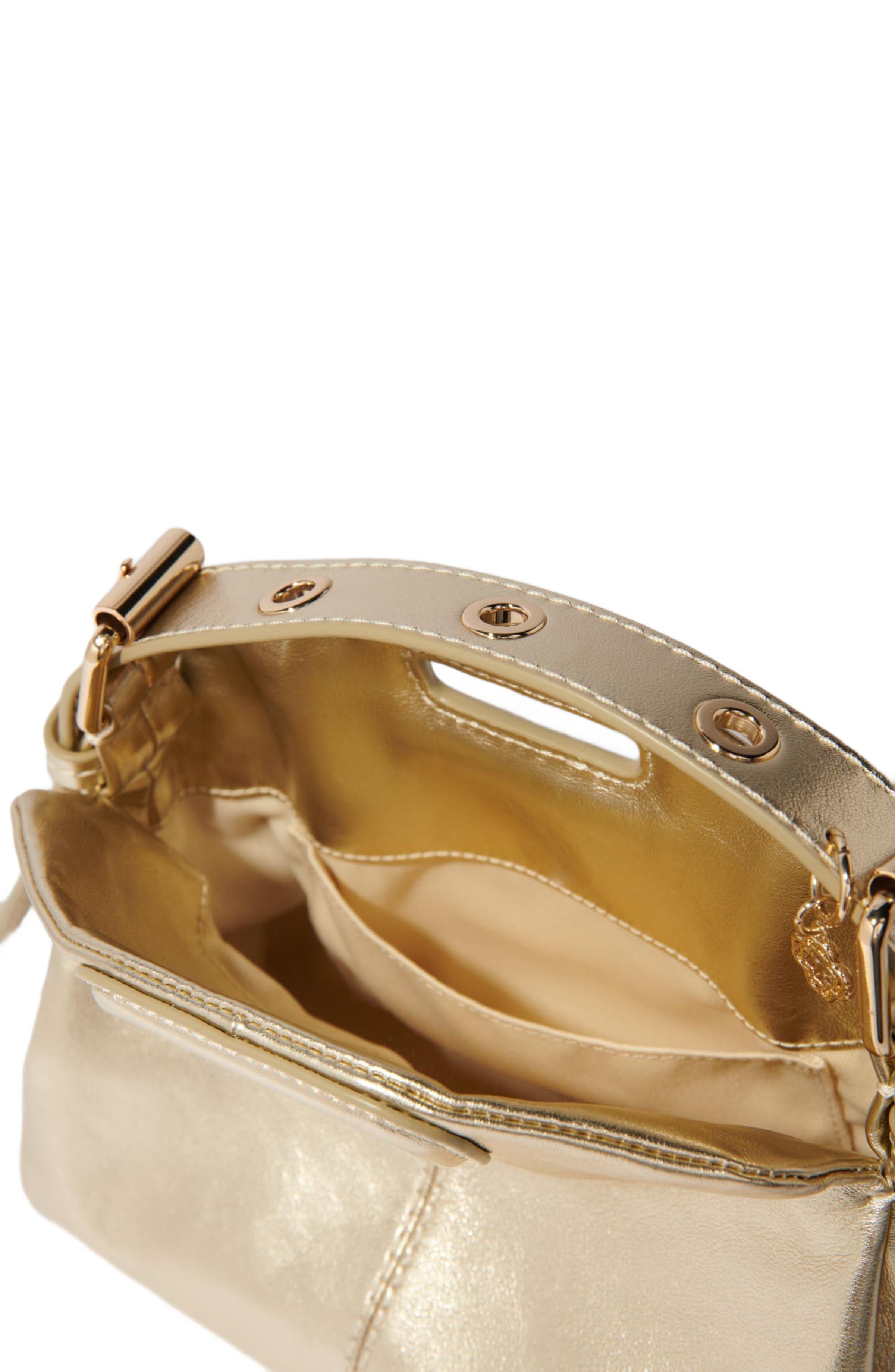 maje Miss M mini metallic leather bag, Alternate, color, Gold