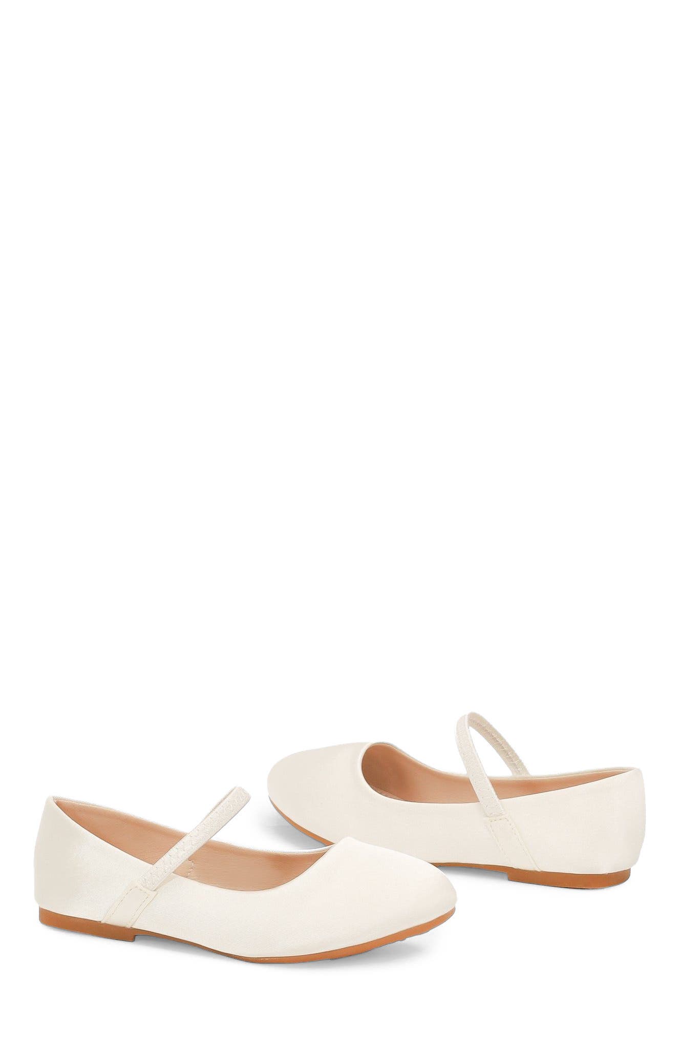 Freeman Satin Mary Jane Flats, Alternate, color, Ivory