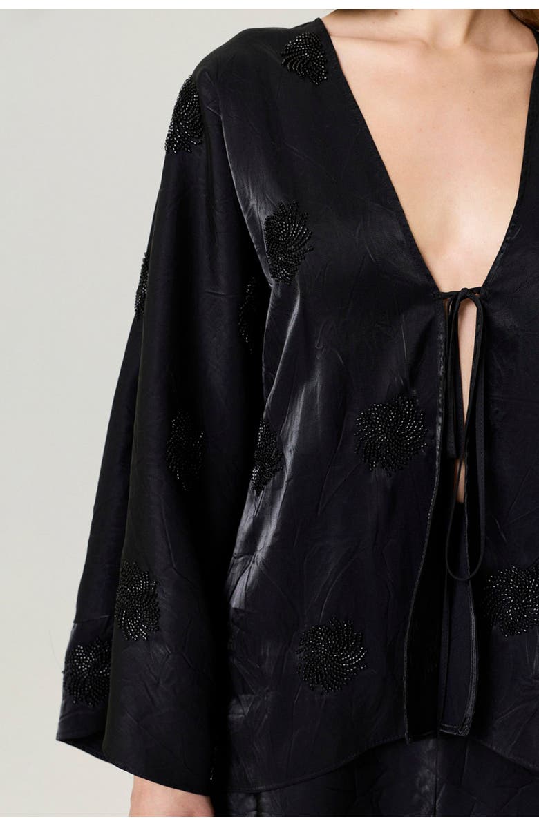 Nocturne Beaded Embroidered Kimono, Alternate, color, Black