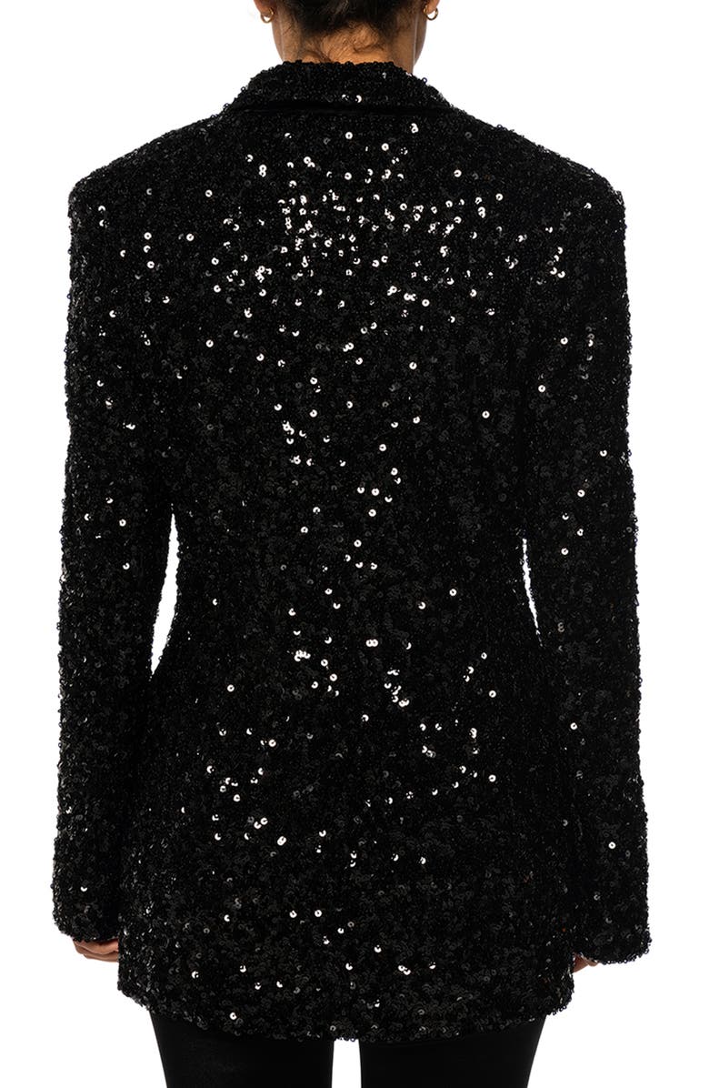 AZALEA WANG Isa Sequin Notch Lapel Blazer, Alternate, color, Black