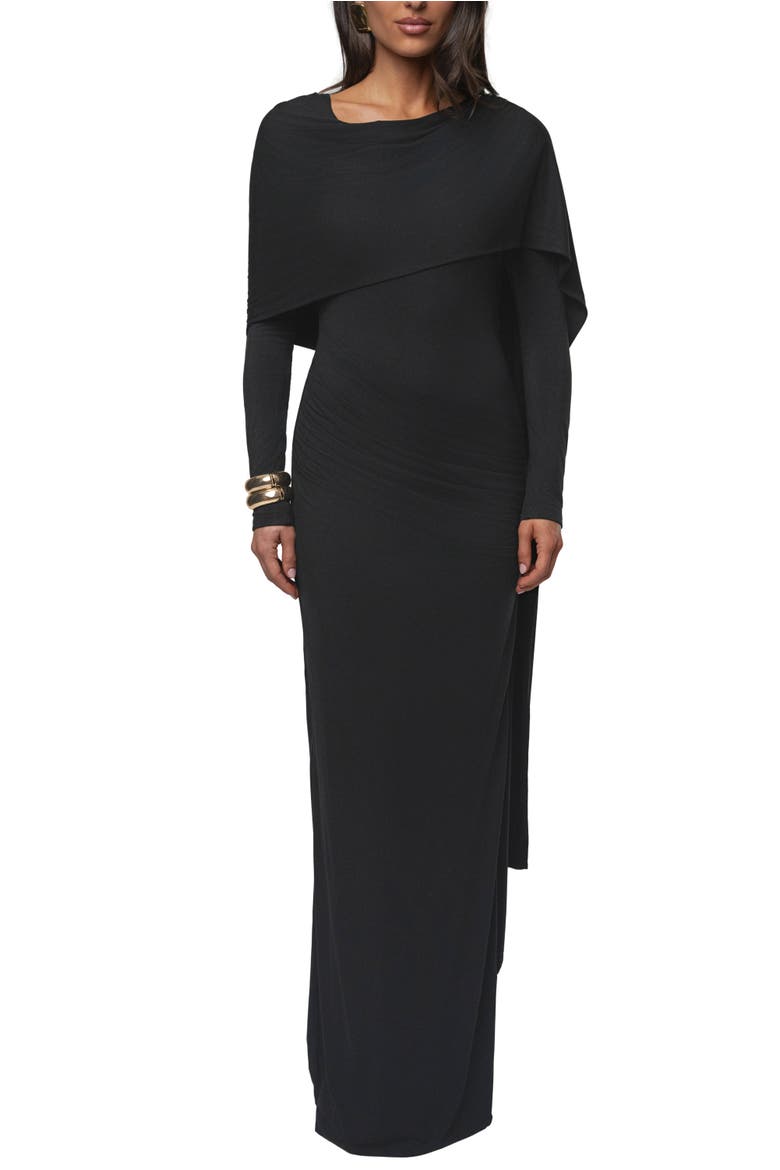 Glitz Asymmetric Maxi Dress, Main, color, Black