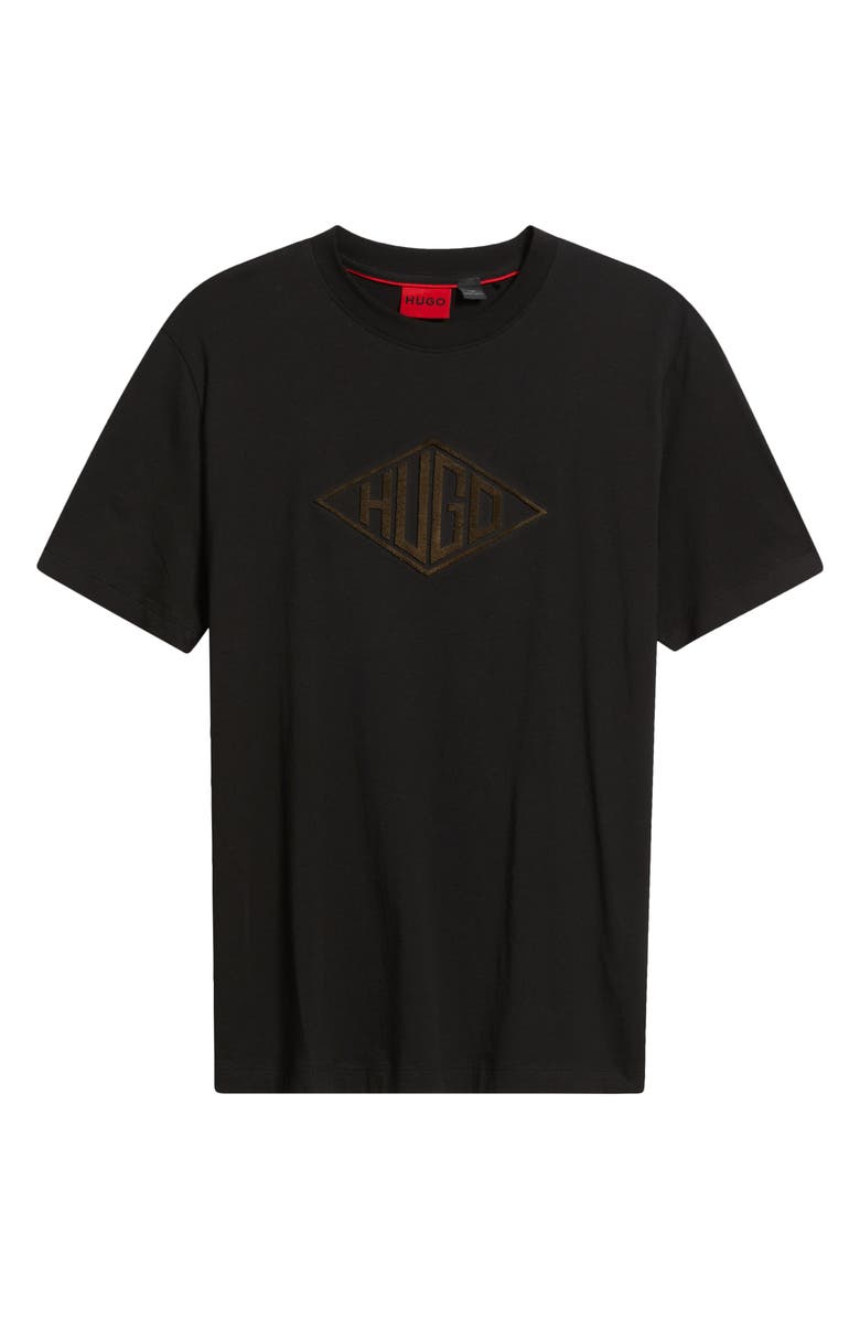 HUGO Dalendi Logo Embroidered T-Shirt, Alternate, color, Black