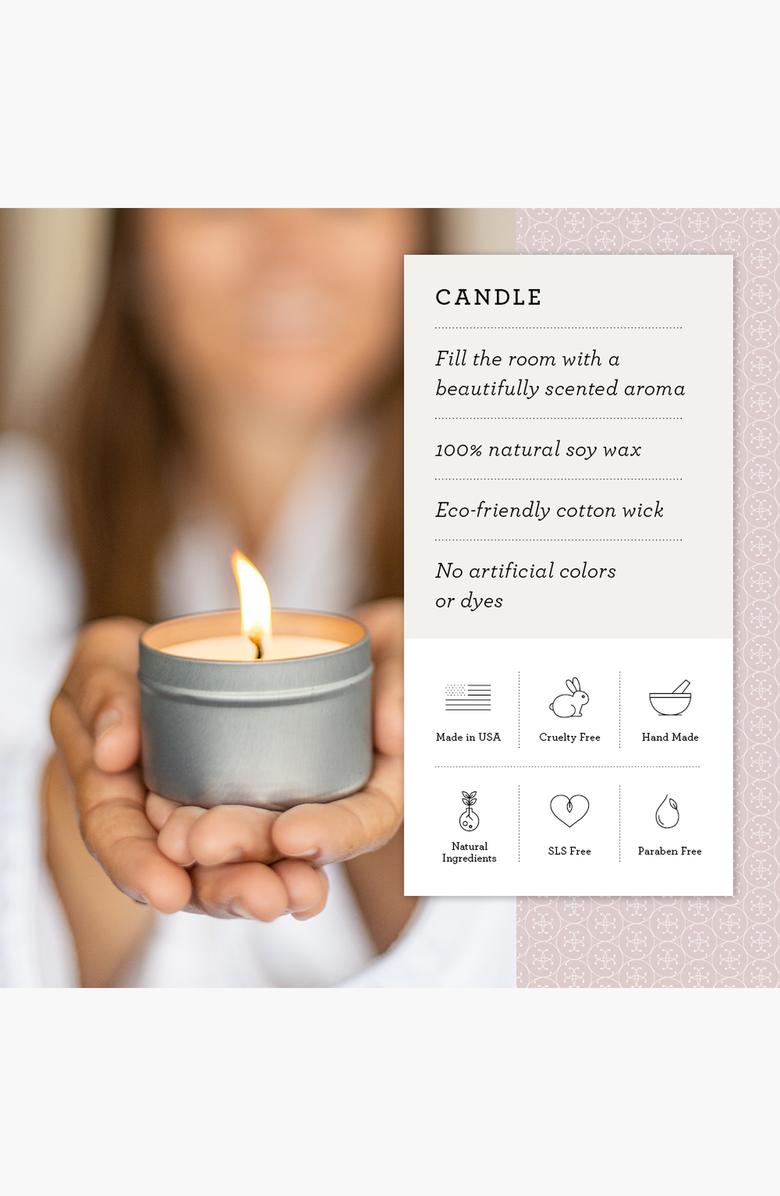 Lizush Trio of Tin Soy Candle Scented with Bergamot and Lavender Essential Oils, Alternate, color, NO COLOR