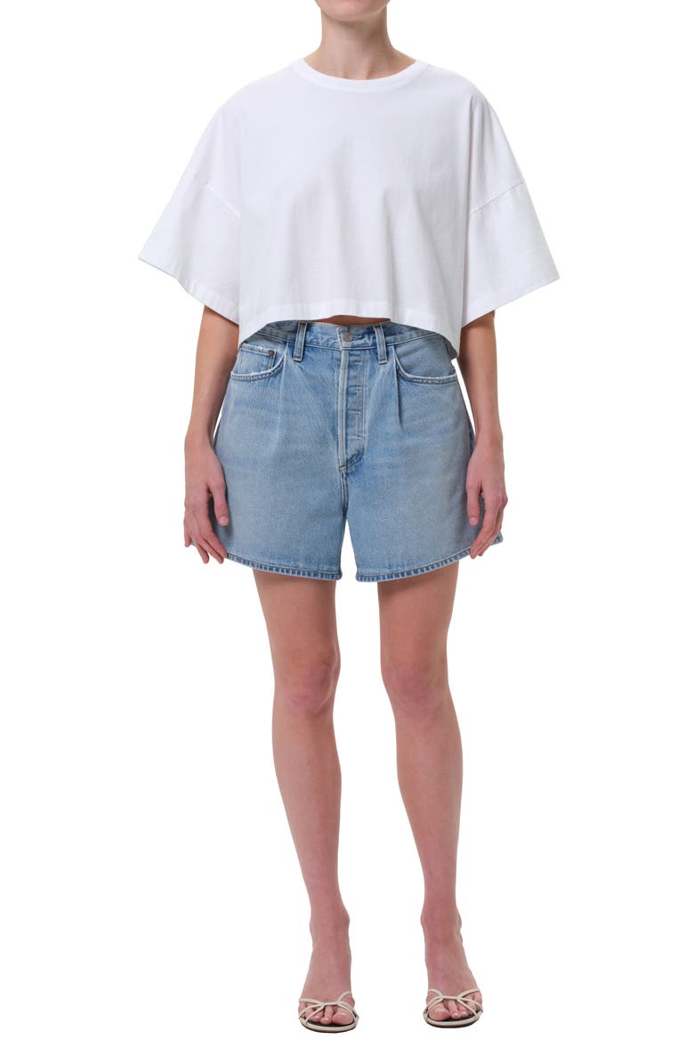 AGOLDE Rhoda Pleated High Waist A-Line Denim Shorts, Alternate, color,