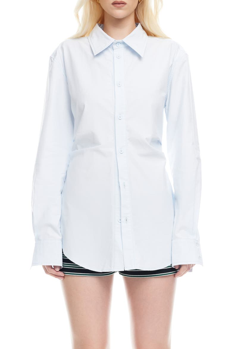 Naomi Pleated Cotton Shirt, Main, color, SOFT BLUE