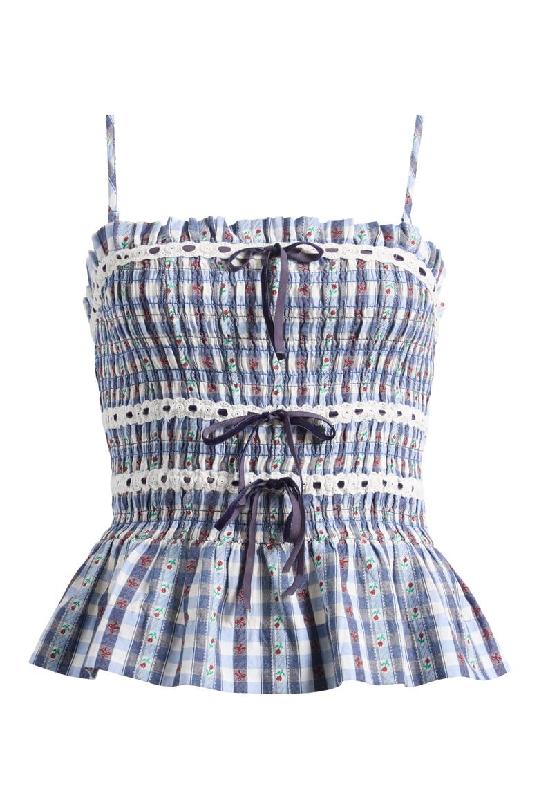 Katya Organic Cotton Gingham Camisole, Alternate, color, NAVY