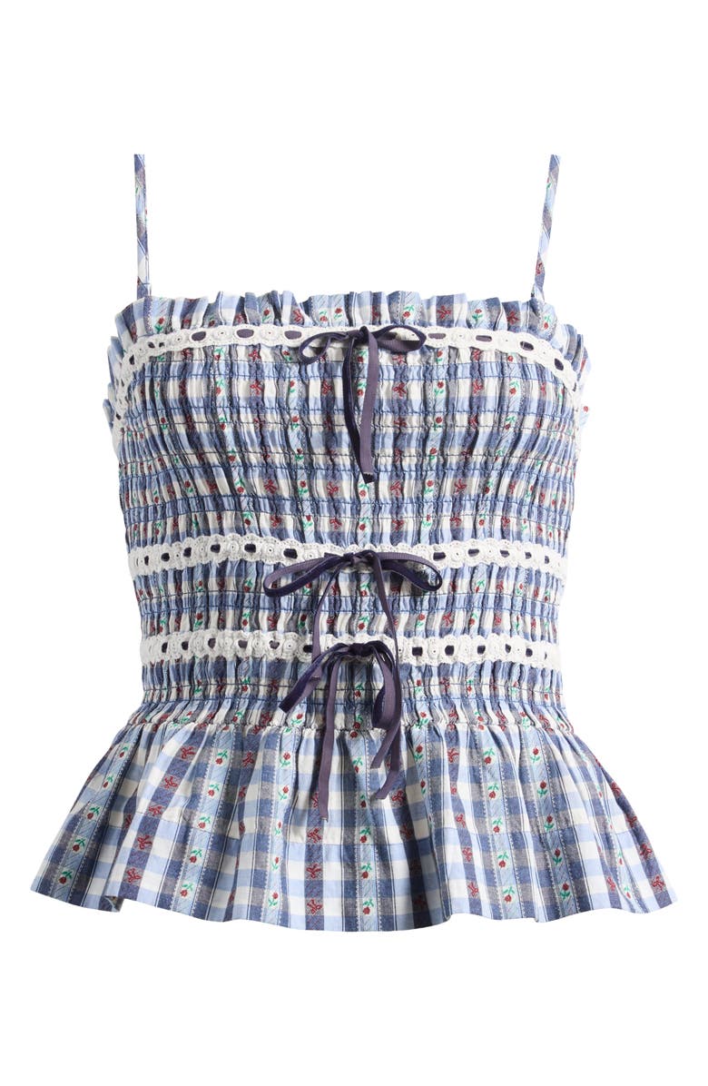 Damson Madder Katya Organic Cotton Gingham Camisole, Alternate, color, Navy