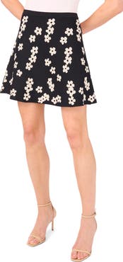 CeCe Flower Jacquard A-Line Miniskirt
