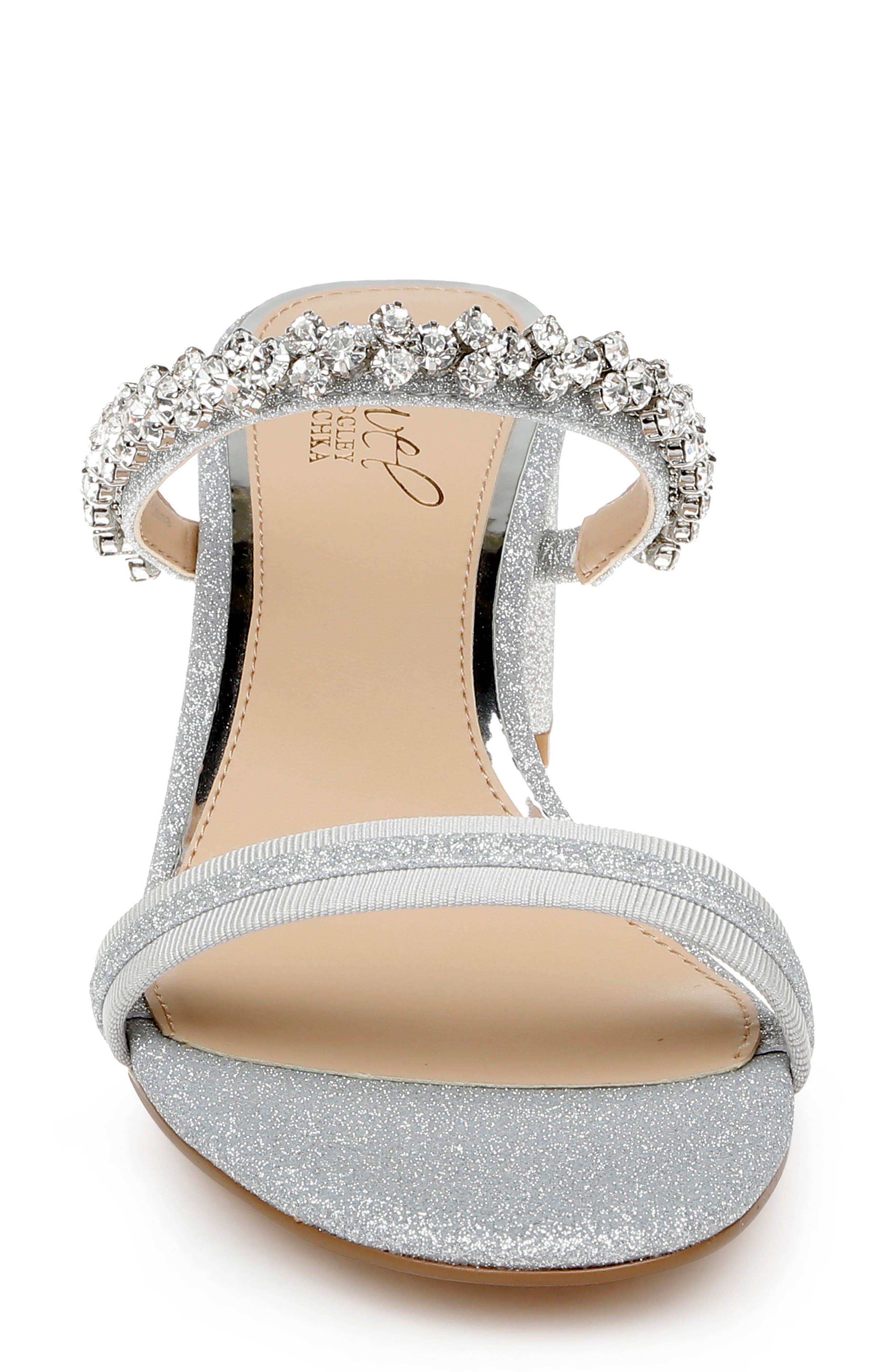 Jewel Badgley Mischka Crystal Embellished Heeled Sandal, Alternate, color, 