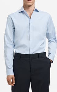 MANGO Slim Fit Pinstripe Cotton Twill Button-Up Shirt