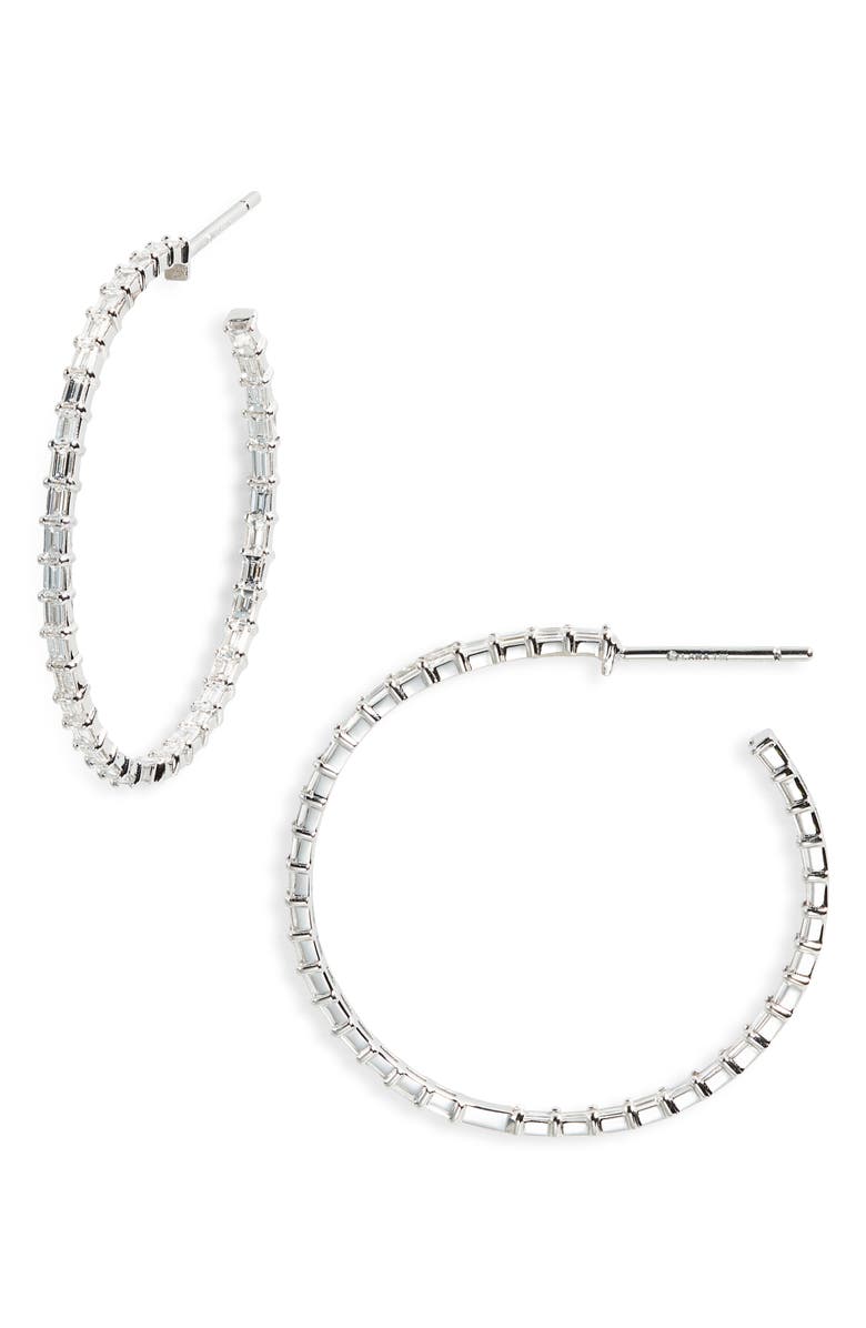 LANA 14K Gold Diamond Inside Out Hoop Earrings, Main, color, White Gold