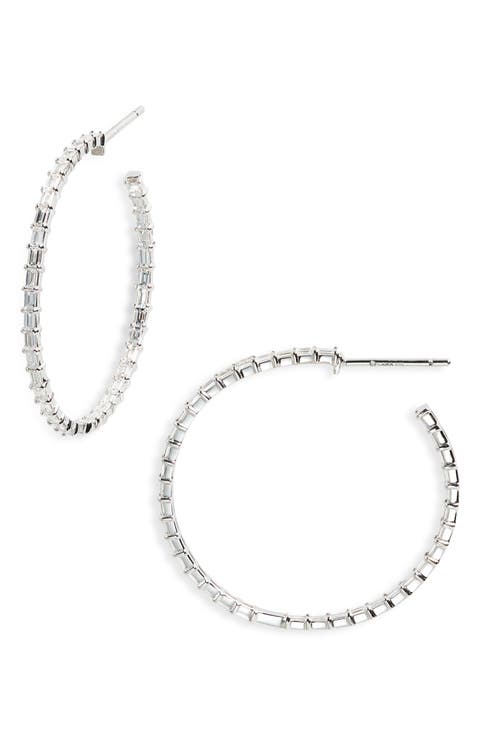 14K Gold Diamond Inside Out Hoop Earrings