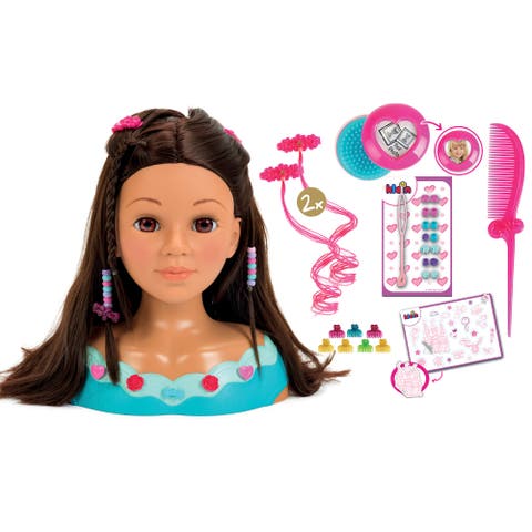 Hairstyling Head Mia Pink & Teal, 10.6" Doll Head & 13Pc Ages 3+