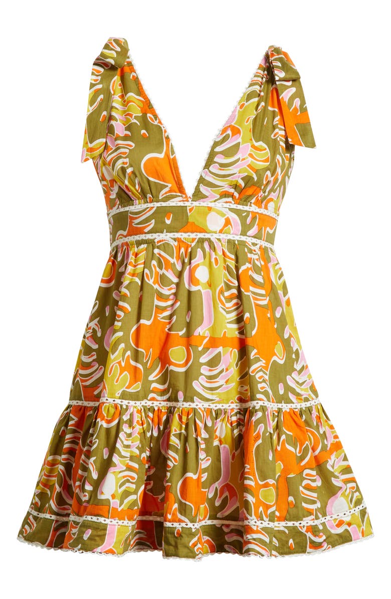 Poupette St Barth Cara Abstract Print Cotton Cover-Up Minidress, Alternate, color, Green