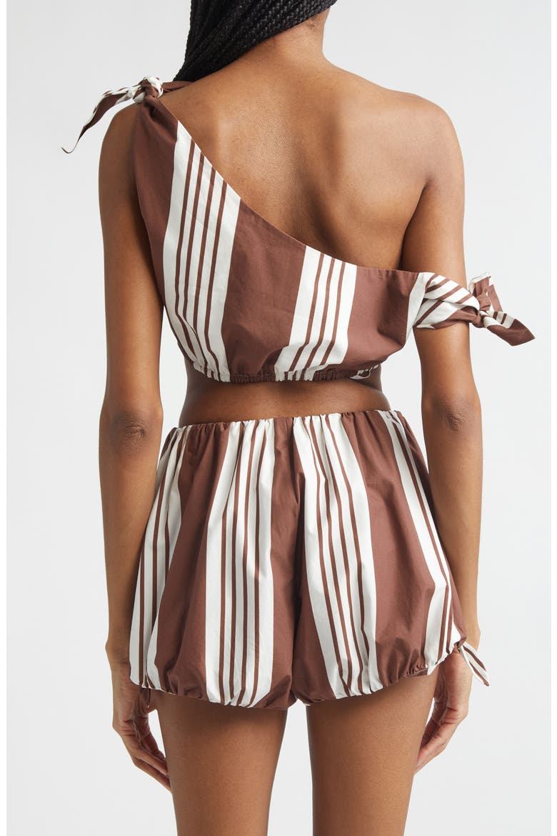 Rosie Stripe Asymmetric Neck Crop Top, Alternate, color, CHOCOLATE STRIPE