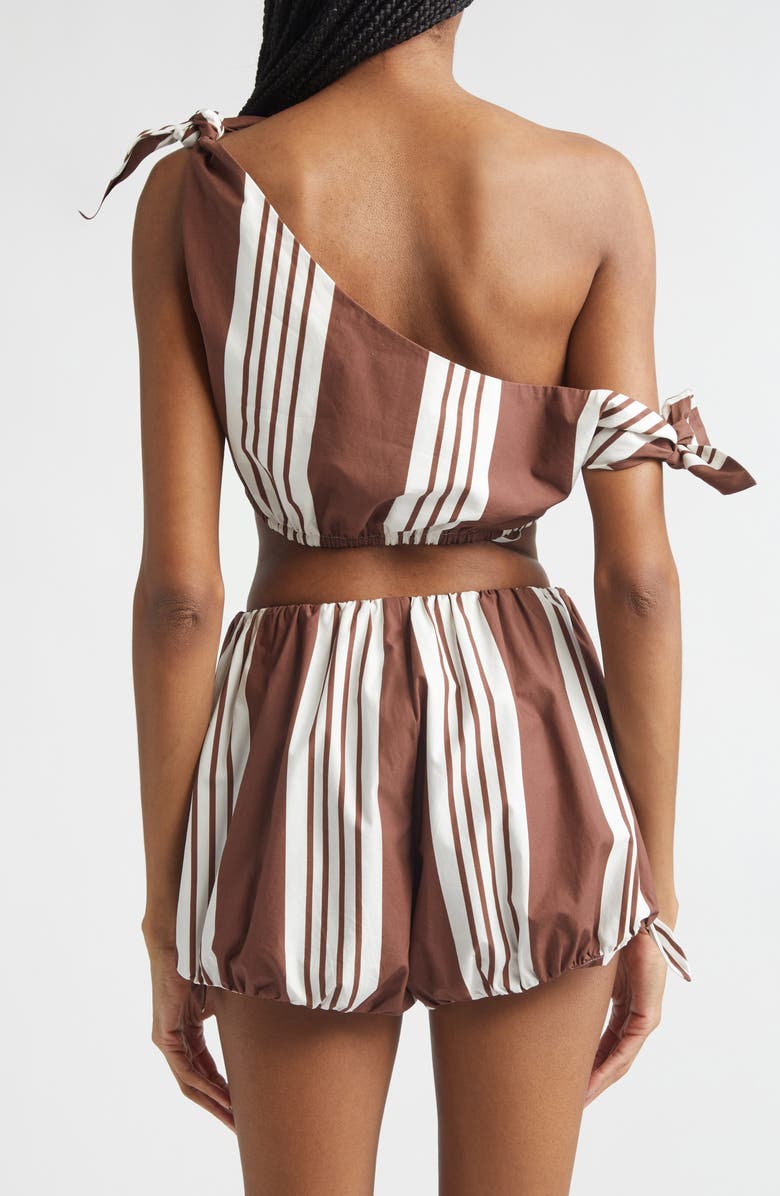 POSSE Rosie Stripe Asymmetric Neck Crop Top, Alternate, color, Chocolate Stripe