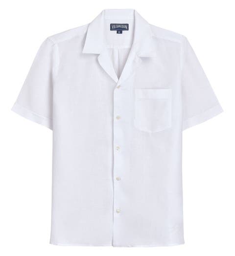 Men's Linen Solid Bowling Shirt