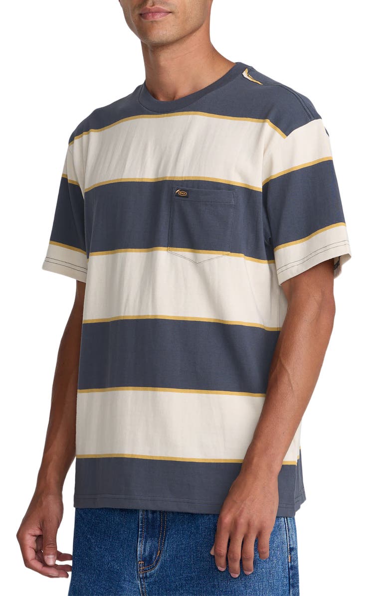 RVCA Dayshift Stripe Cotton Pocket T-Shirt, Alternate, color, Light Khaki