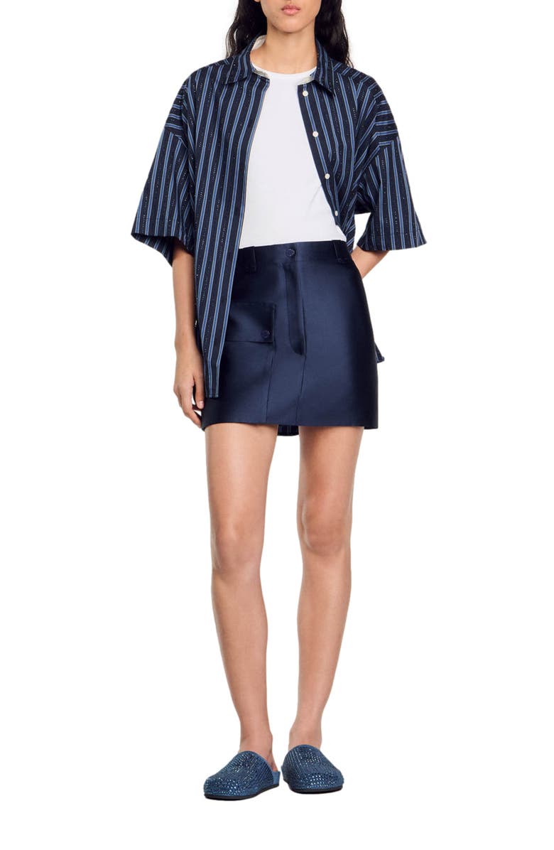 SANDRO Satin short skirt, Alternate, color, 