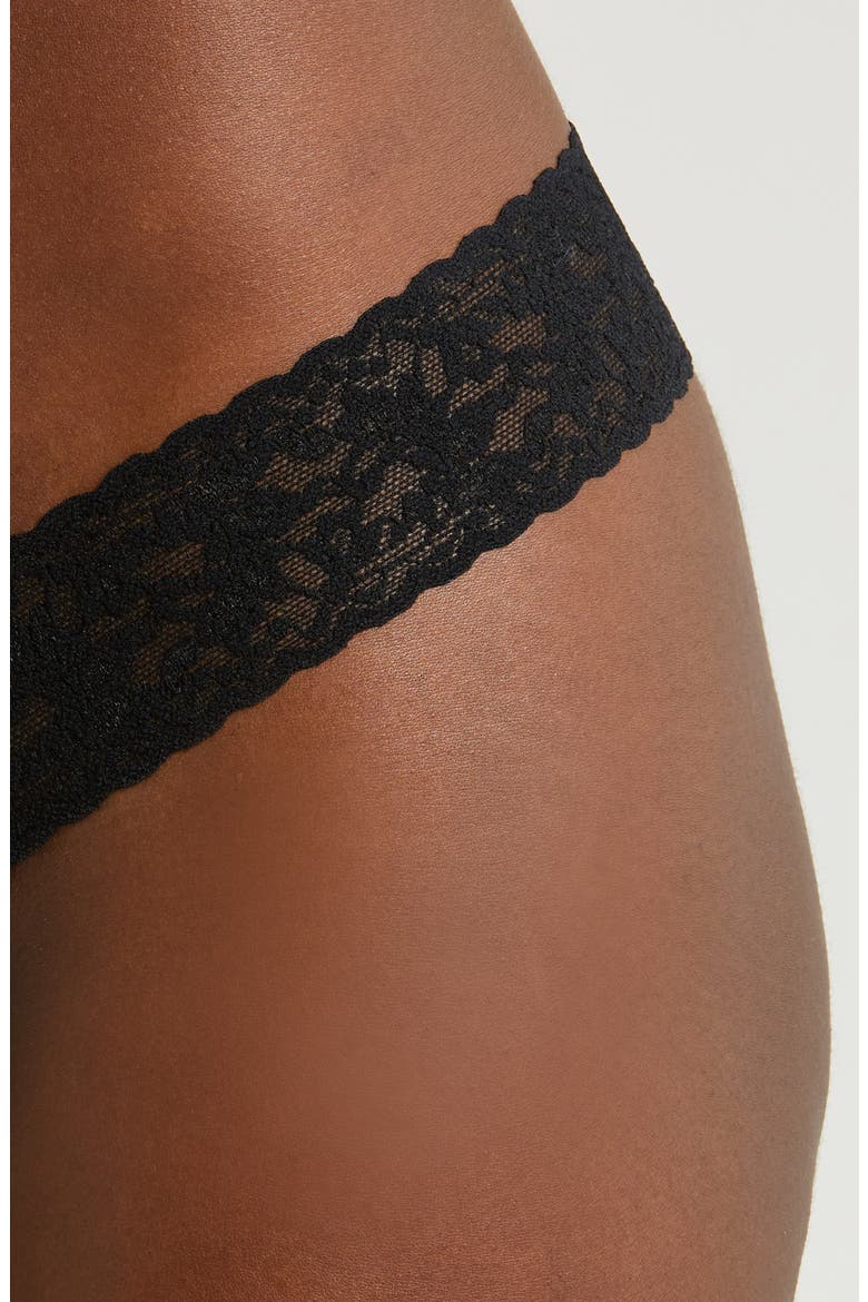 Signature Lace Low Rise Crotchless Thong, Alternate, color, BLACK