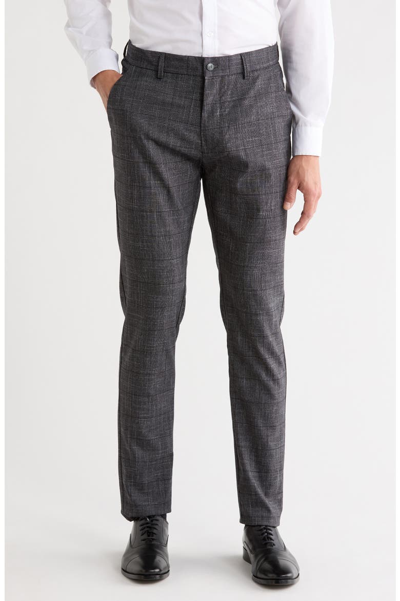 Plaid Straight Leg Trousers, Main, color, NAVY