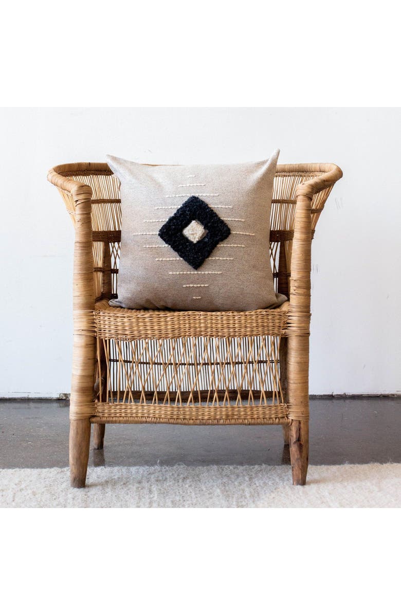 kanju Interiors Khanya Throw Pillow in Grey and White - with Insert, Main, color, Charcoal