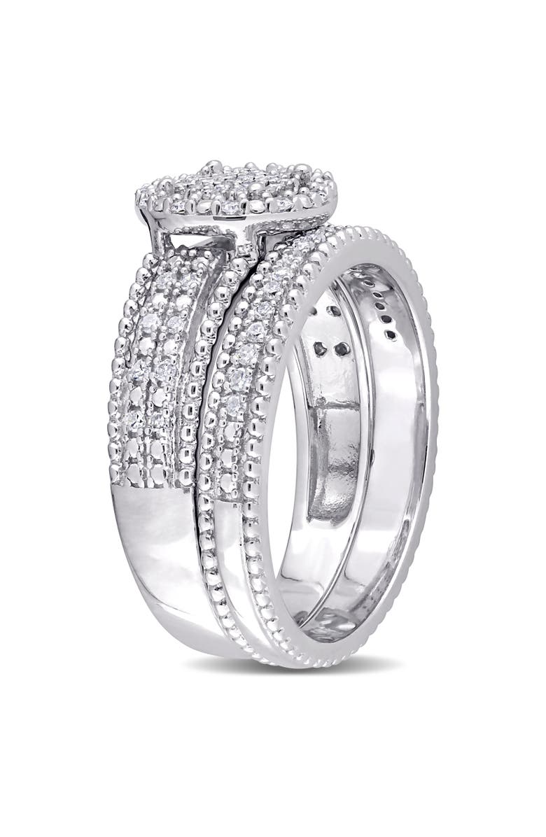 Julianna B. Diamond Cluster Bridal Ring Set, Alternate, color, Sterling Silver