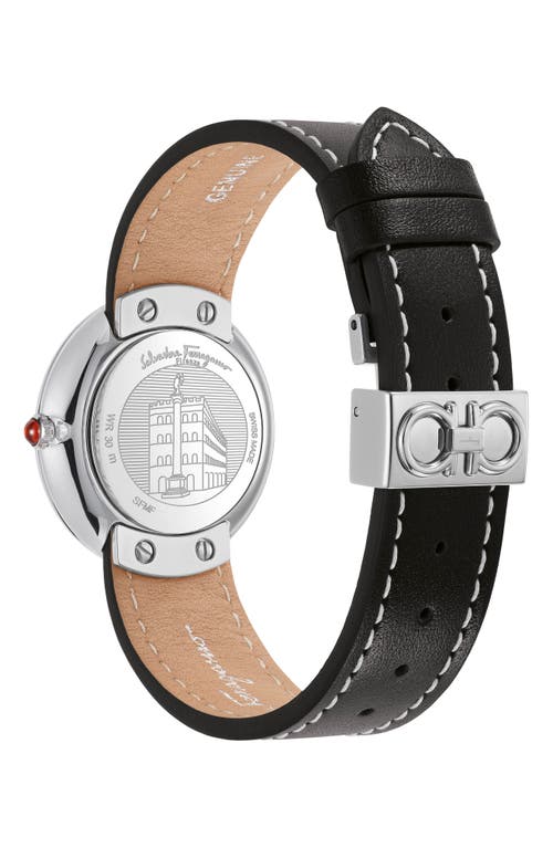 Ferragamo Chic Quartz Leather Strap Watch, 32mm In Black