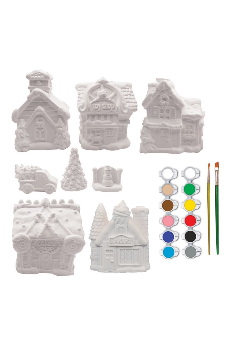 Christmas Village Plaster Paint Set, Alternate, color, Multicolor