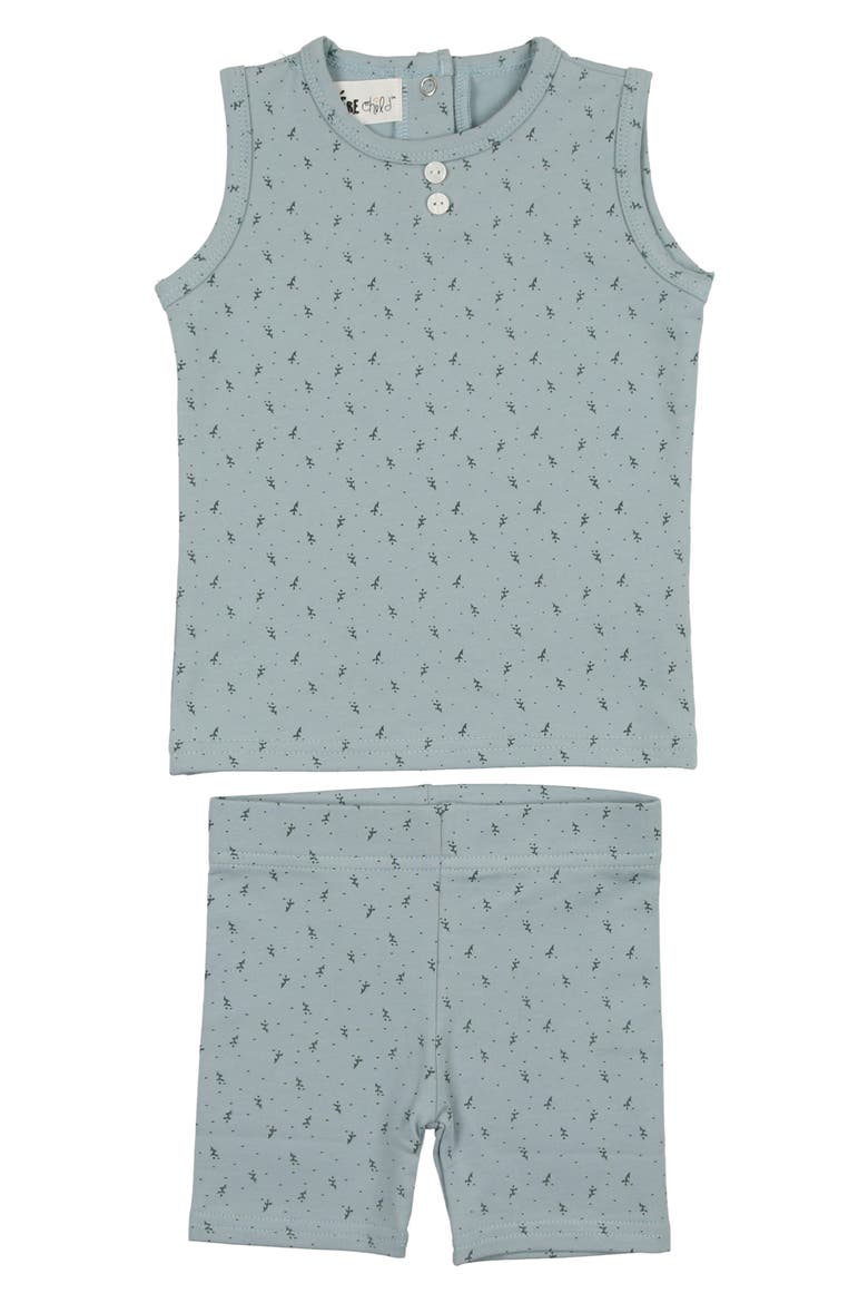 Buttons & Polka Dots Tank & Shorts Set, Main, color, AQUA