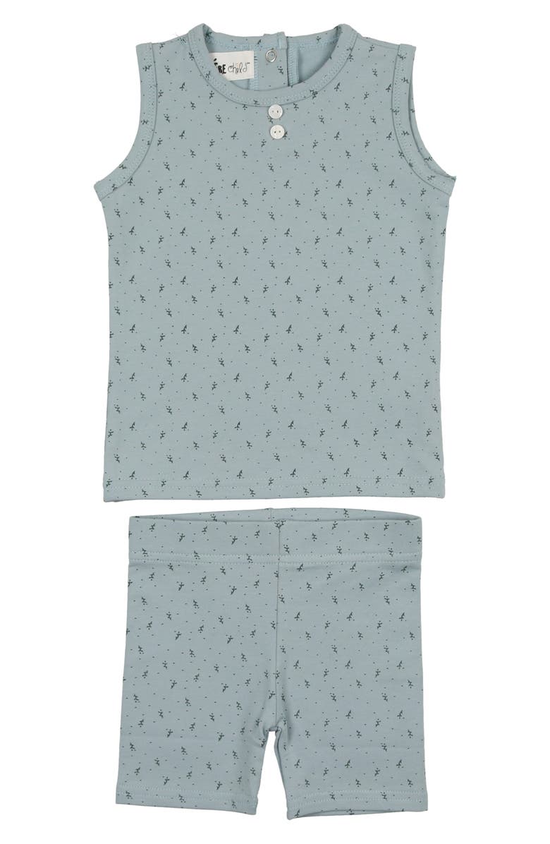Manière Buttons & Polka Dots Tank & Shorts Set, Main, color, Aqua