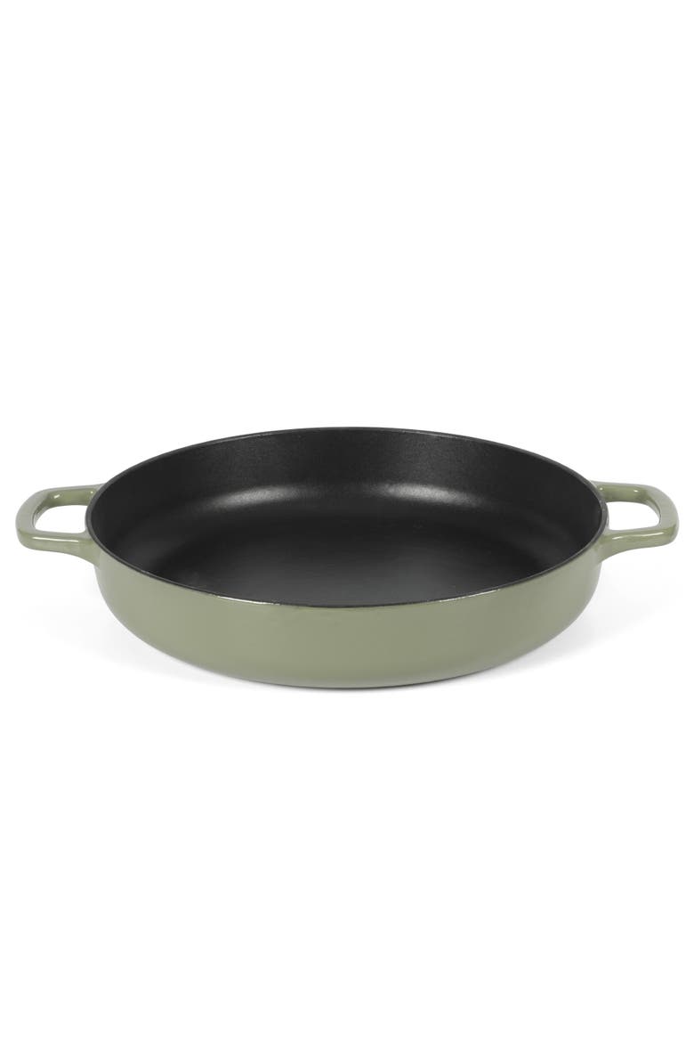 Enameled Cast Iron 7-in-1 Multipurpose Braiser Pan with Borosilicate Glass Lid, Alternate, color, Green